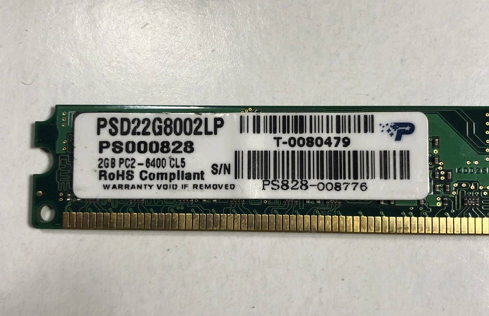 PATRIOT Half Height 2GB PC2-6400 CL5 DDR2 240 PIN DIMM PSD22G8002LP - Image 3 of 3