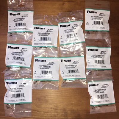 (10) Panduit NKP5E88MWH NetKey Category 5e CAT 5  Punchdown Jack, White RJ45 LOT
