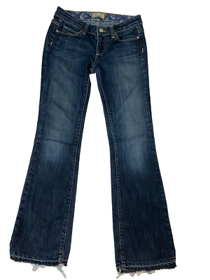 Paige Petite Hollywood Hills Classic Rise Boot Cut Distressed hem