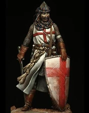 1/24 75mm Crusader Knight Resin Figure Historical Miniature with Shield Unassemb