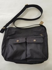 Borsa a tracolla Borbonese orginale nera in tessuto con tasche