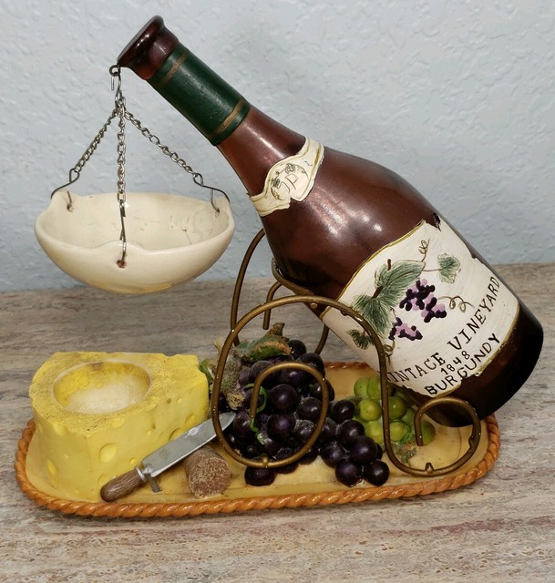 Retired Yankee Candle Vintage Wine Bottle Cheese and Grape Tart Warmer