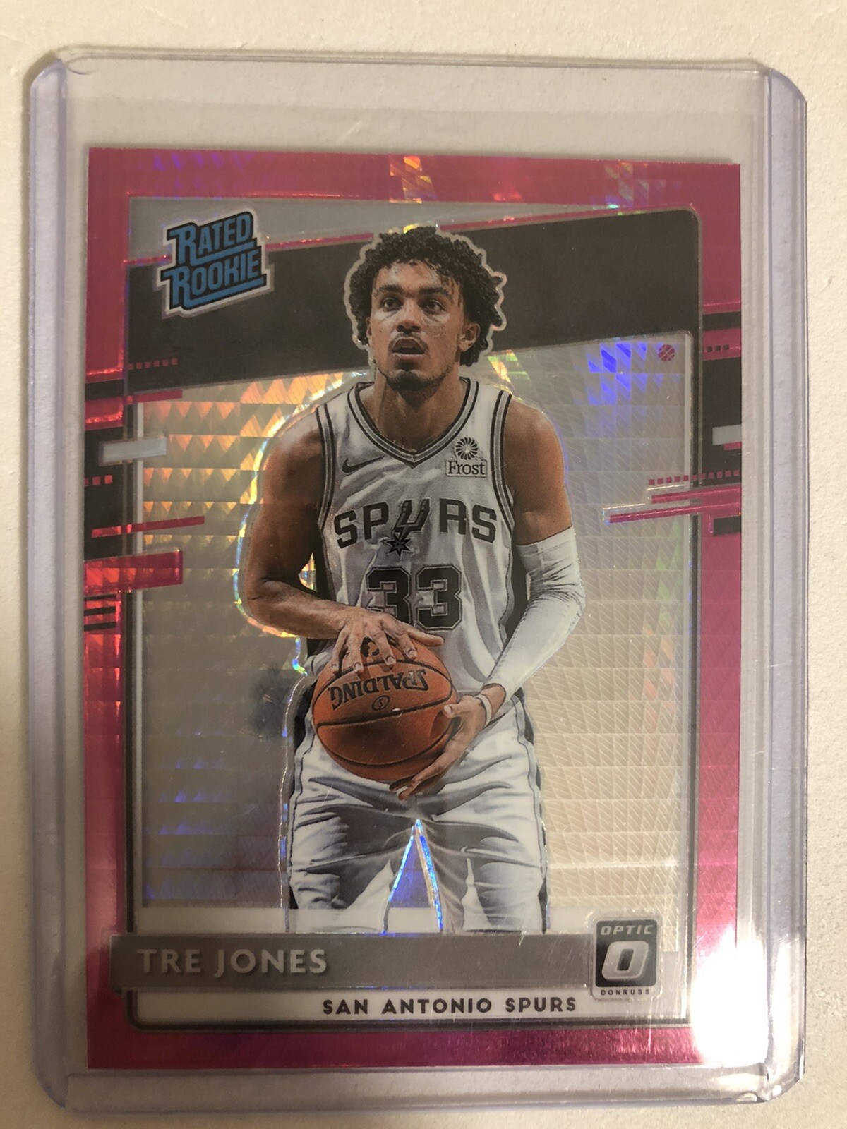 2020-21 Donruss Optic Tre Jones Rated Rookie RC Hyper Pink Prizm #188 Spurs