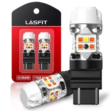 LASFIT 4257 LED Front Turn Signal Light Bulb Switchback Amber White Canbus 2PCS