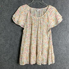 Counterparts Floral Top Prairie XL Short Flutter Sleeve Fairy Core Flowy Tiered