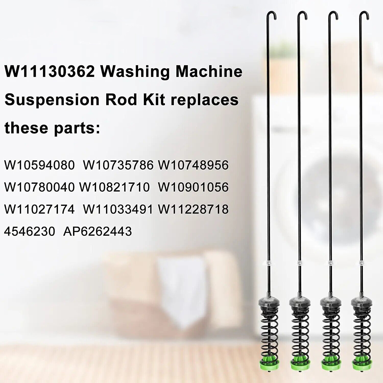 4Pcs W11130362 Washer Suspension Rod Kit for Whirlpool WTW5000DW