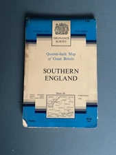 OS, Ordnance Survey, Southern  England, Sheet 16,  1962, Quarter Inch Cloth Map