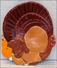 VINTAGE THANKSGIVING CERAMIC TURKEY SIDE DISH OR SPOON REST TABLE DECOR 