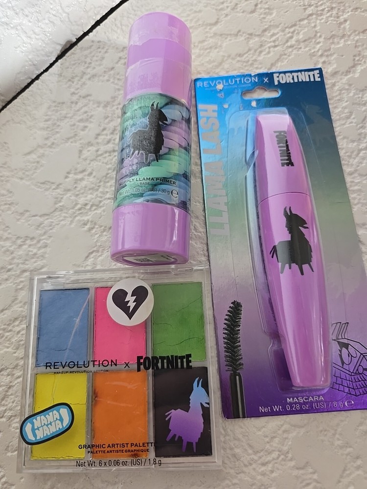 FORTNITE  REVELUTION MAKEUP  LLAMA LASH LLAMA SHADOW  PALETTE  LLAMA PRIMER