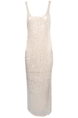 SIMKHAI CREME PAILLETTEN MAXIKLEID US 2 UK 6