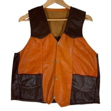 Vintage Biker Western Leather Vest Size Medium Mens