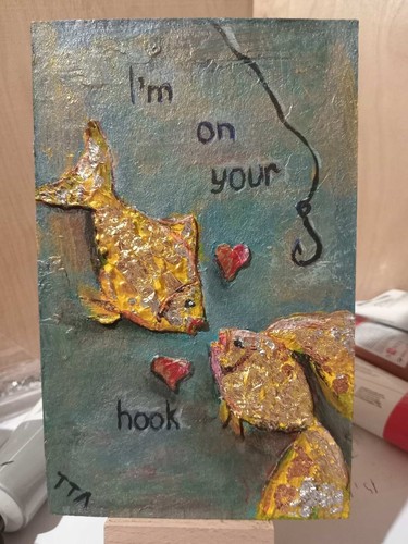 Original painting. Goldfish I'm on your hook. Ukrainian artist Tatiana Tarasenko - Picture 7 of 11