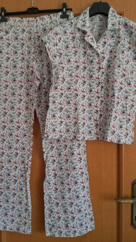 Completo donna pantaloni e camicia 46 bianco a fiori colorati puro cotone |  eBay