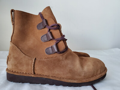 UGG Australia 1017534 Women Elvi Suede Laceup Sheepskin Boots Size 9