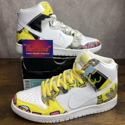 Nike Dunk PRM DLS SB QS High De La Soul Size 9 748751-177 White Yellow Men Shoes