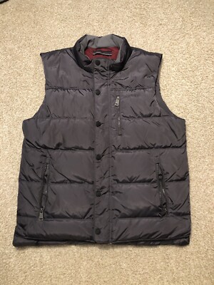 Orvis Gray/Burgundy Down Puffer Quilted Vest Medium