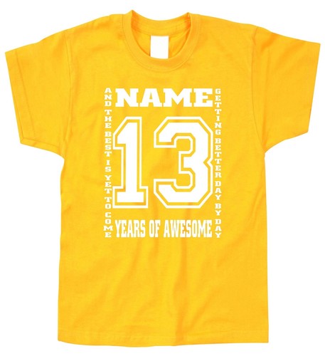 Kids Children's 13th Birthday T-Shirt Personalised Name Any Age Can Be Amended
