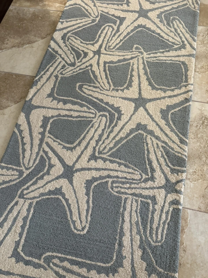 *РЕДКИЙ* Керамический сарай ~МОРСКАЯ ЗВЕЗДА ~ 9-ДЮЙМОВЫЙ ВНУТРЕННИЙ ШЕРСТЯНОЙ БЕГУН ~ПРИБРЕЖНЫЙ ~ ФАРФОРОВЫЙ СИНИЙ - Изображение 4 из 4