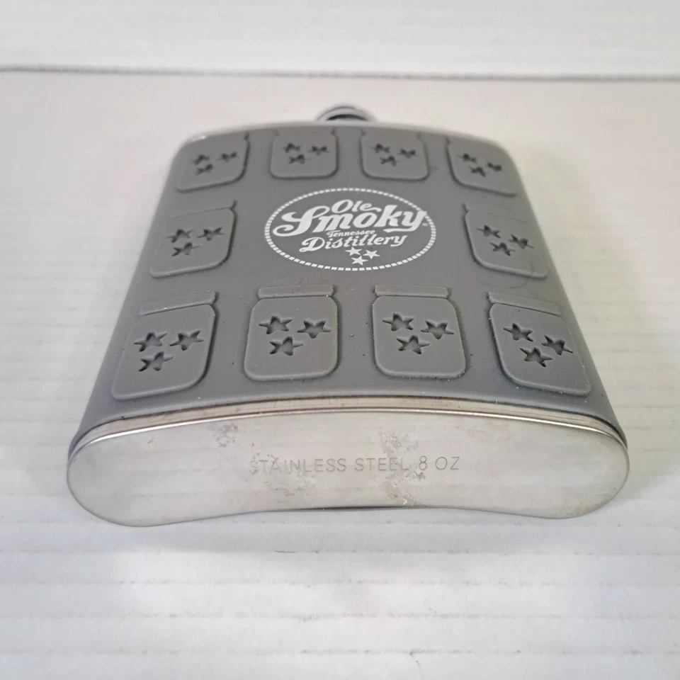 Frasco molde tarro de silicona gris acero inoxidable destilería Ole Smokey Tennessee 8 oz Foto 3 de 4