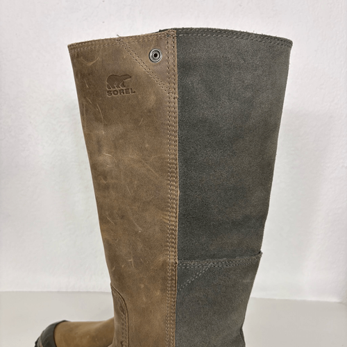 Sorel Tan Leather & Grey Suede Tall Riding Winter Boots Women's Size 6.5 - Picture 3 of 14