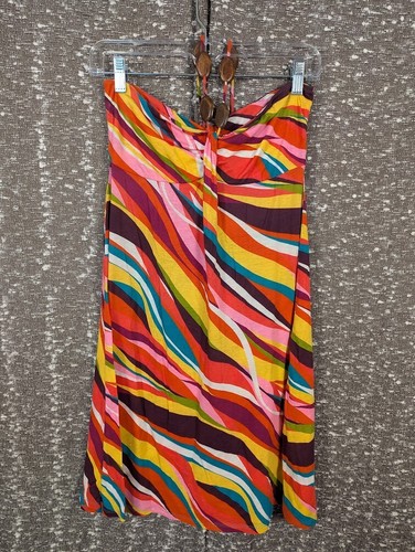Vintage Y2K Xhilaration Multicolor Strapless Tie Back Dress Women's Small