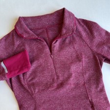 Lululemon Burgundy Stretch Knit 1/4 Zip Pullover Workout Jacket Women's Size 6