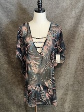 Bar III Women  s Bali Nights Tropical Printed Tunic Cover Up Dress Small New