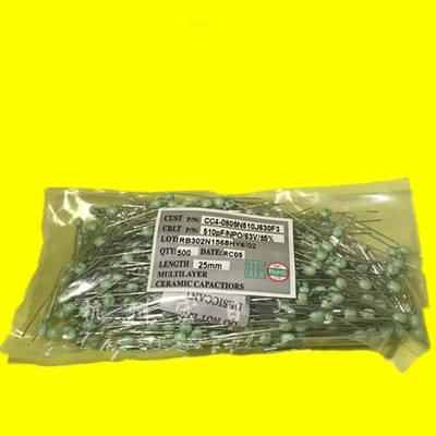 500pc CC4-0805-NPO 63V-51PF 51P 50V monolithic long foot ceramic capacitor #hj