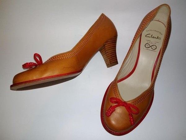 Women Clarks Heels Red Leather 36 #7ALW