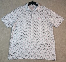 Rhoback Polo Shirt Beverage Cart Men's Large White Cocktails Golf Performance