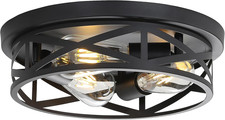 Modern 13" Black Flush Mount Ceiling Light Fixture for Farmhouse Kitchen