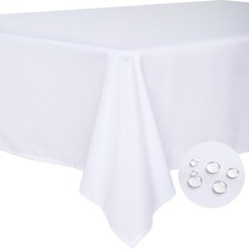 Table Cloth White 60x84 Inch Tablecloth for 6 Foot Rectangle Tables Outdoor