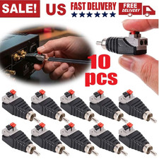 10Pcs Speaker Wire Cable To Audio Male RCA Connector Adapter Jack Plug Black