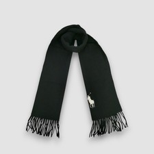 Polo Ralph Lauren Wool Scarf Vintage Classic Fringe Muffler Winter Scarves 10x54