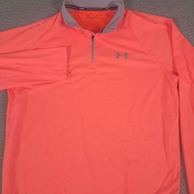 Under Armour Shirt Mens XL UA Tech 2.0 1/2 Zip Pullover Neon HeatGear Running