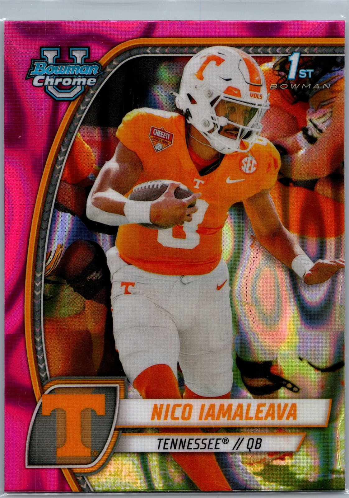 2024 Bowman University Chrome #139 Nico Iamaleava Pink Lava Refractor