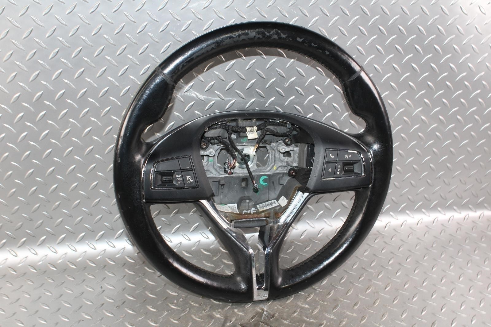 14-22 Ghibli *WORN* Black Leather Driver Steering Cruise Voice Control Wheel OEM