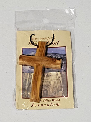 3x Wood Olive Cross Pendant Necklace Holy Land Bethlehem Jerusalem