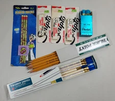 Vintage Pentel Scripto Faber-Castel Black Point Pencils Leads Erasers Lot NOS