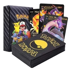 55Pcs Pokemon Card Foil Black PACK Official TCG GX Vmax GX Card Charizard Rare o