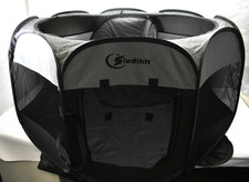 Siedihit Dog Cat Pop Up Playpen For Large Animal Tent Cage Black  Gray