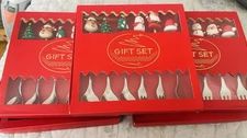 5 box’s Christmas Gift Set Spoon and Fork Stainless Steel Silver New In Box 