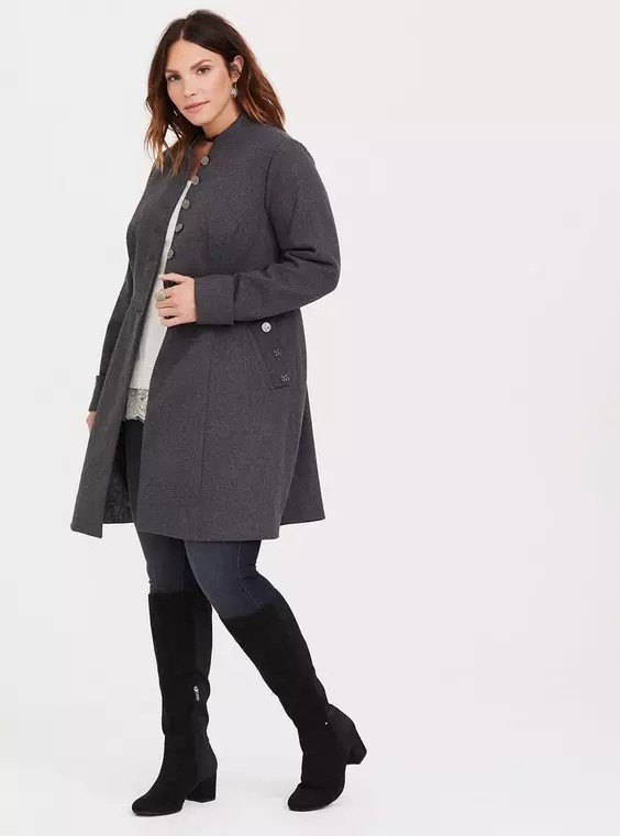 Torrid Outlander Claire Button Down Gray Coat Siz… - image 2