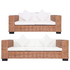 2x Divani con Cuscini in Rattan Naturale Sofa Decoro Arredo Salotto vidaXL
