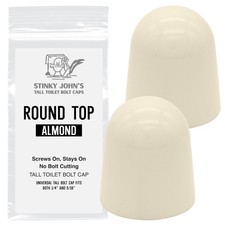 Universal Fit Round Top Toilet Bolt Caps Almond Colored 2 Count Pack