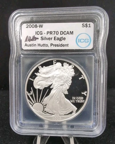 2008 W S$1 American Silver Eagle ICG PF70 DCAM #6514