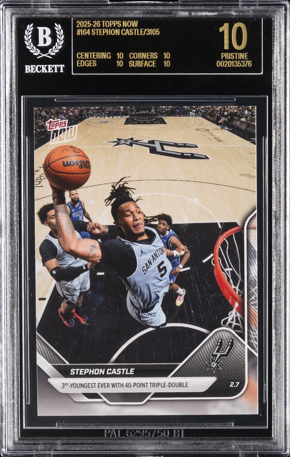 2025-26 TOPPS NOW #164 STEPHON CASTLE BGS 10 BLACK LABEL