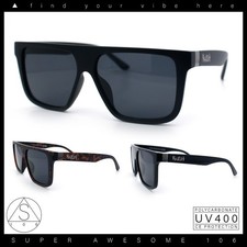 Kush Brush Logo Mens 90s Flat Top Horn Rim Plastic Urban Sunglasses