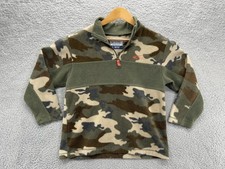 PLACE Fleece Pullover Youth Large 10/12 Green Camo Half Zip Outdoors Boys Jacket