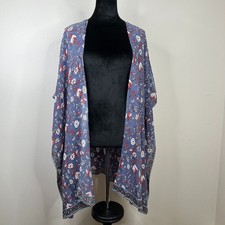 Japna Boho Multicolor Floral Print Open Front Kimono Cover Up Cardigan
